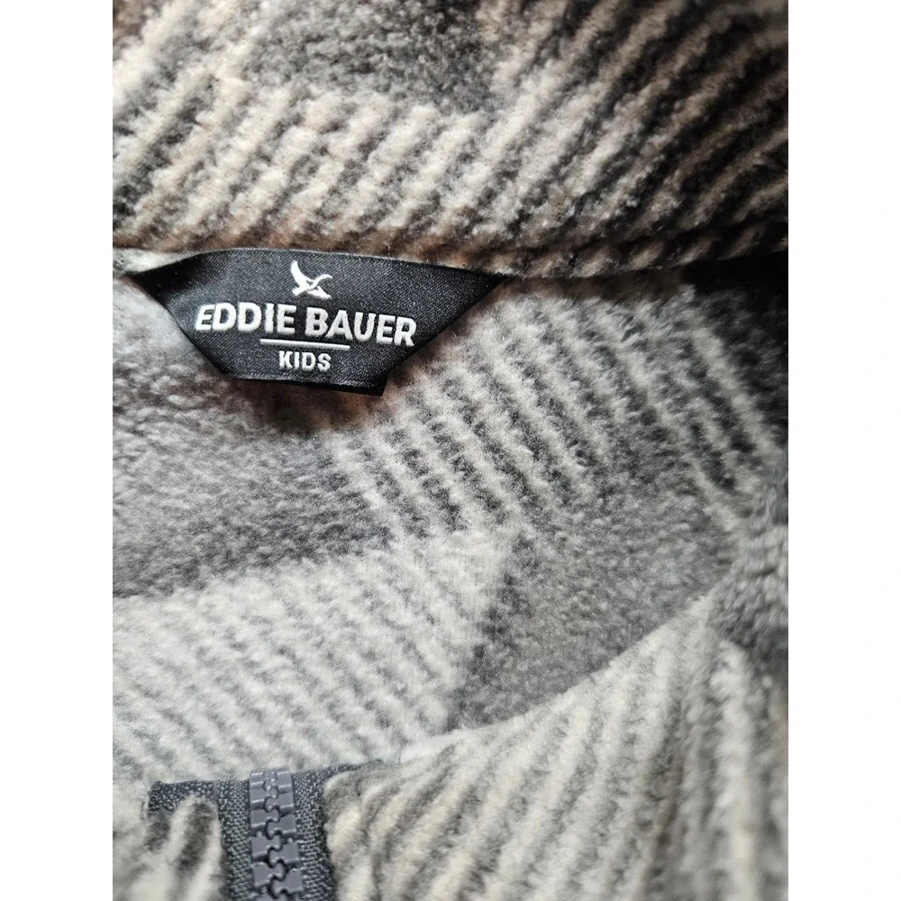 Eddie Bauer Kids Fleece Jacket Full Zip Geometric Abstract Print Grey